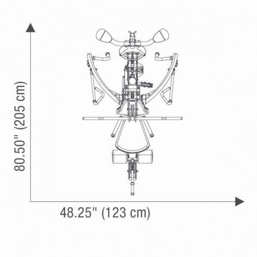 Схема Мультистанции Hoist V4 с габаритами ширины и длины тренажера