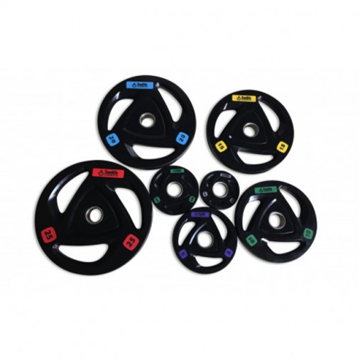 Диск для штанги Smith WP085-5 c 3-м хватом, обрезиненный, 5кг