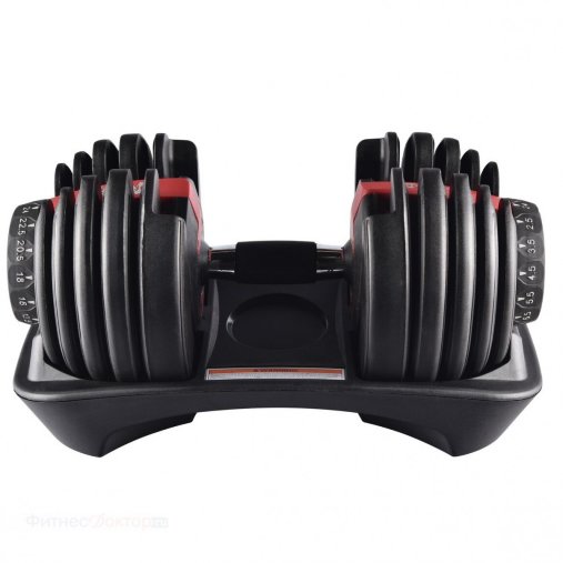 Пара регулируемых гантелей Original Fitness 24 кг на стойке