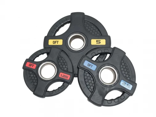 Набор черных олимпийских дисков 51 мм OFT 2HGP 1,25-20 кг (общий вес 107,5 кг) обрезиненных с двойным хватом (12 блинов)