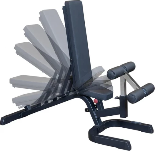 Усиленная силовая скамья Body-Solid GFID-71B (черная) с регулируемым углом наклона для пресса, упражнений со штангой и гантелями