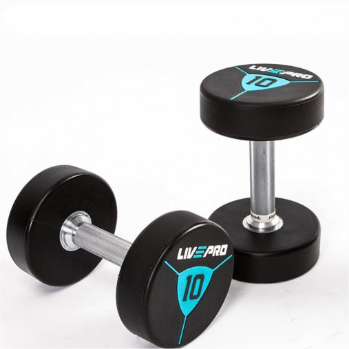 Гантели в уретане LIVEPRO Premium Urethane Dumbbells 20 кг, черный/синий (пара)